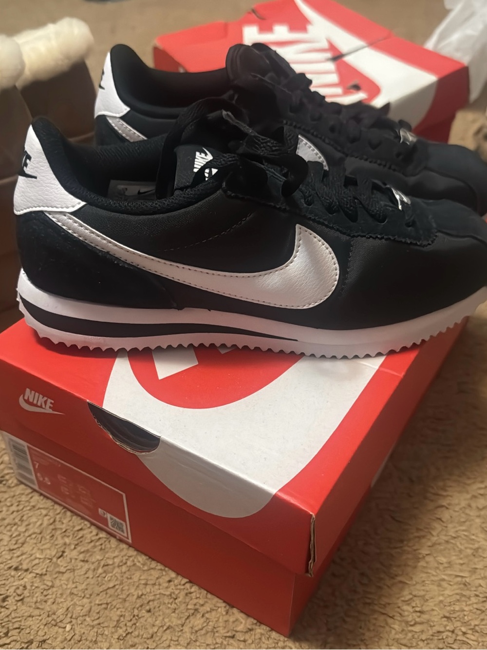 Nike Black and White Womans Cortez-style Sneakers